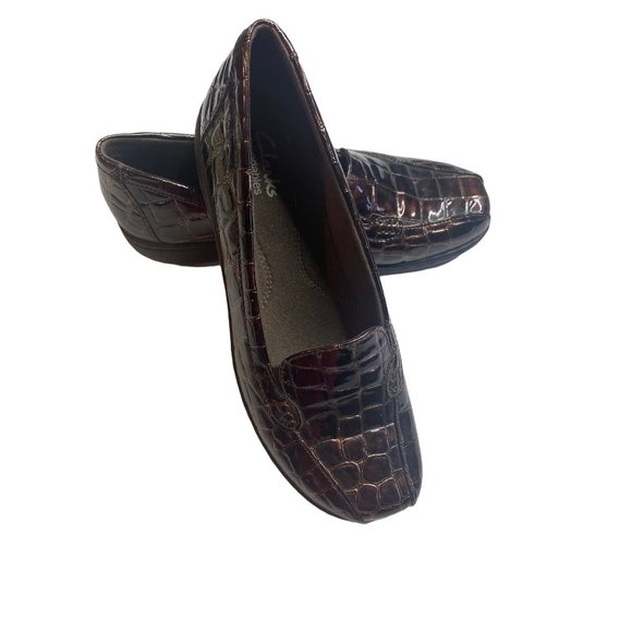 Clarks bendables brown faux croc slip on loafer size 7M - Picture 7 of 7